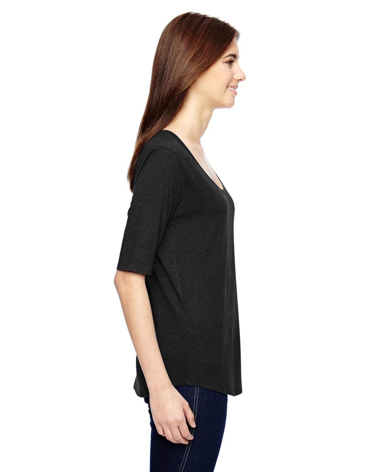 Anvil Ladies Triblend Deep Scoop Half-Sleeve T-Shirt