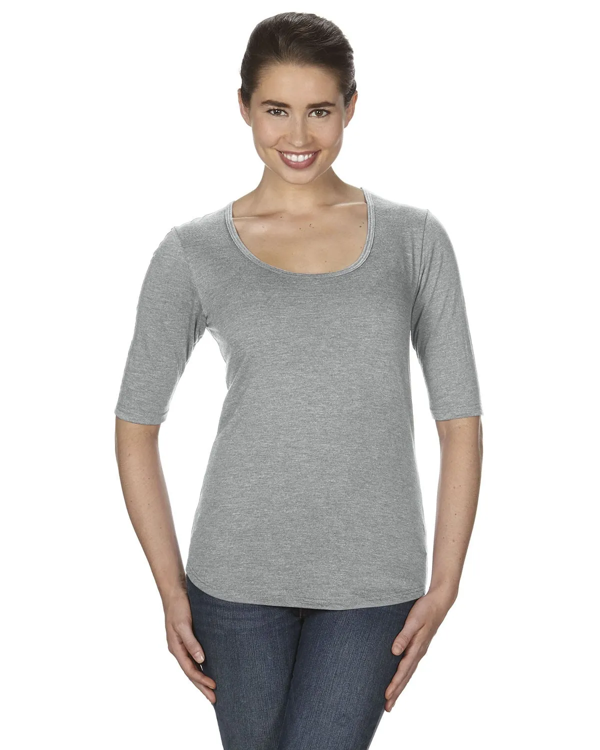 Anvil Ladies Triblend Deep Scoop Half-Sleeve T-Shirt