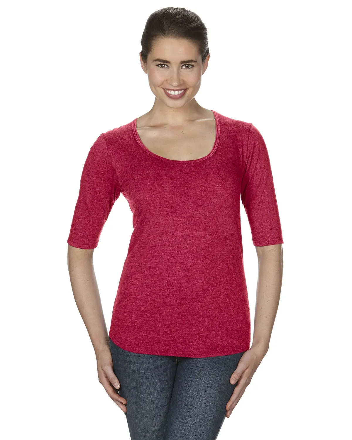 Anvil Ladies Triblend Deep Scoop Half-Sleeve T-Shirt