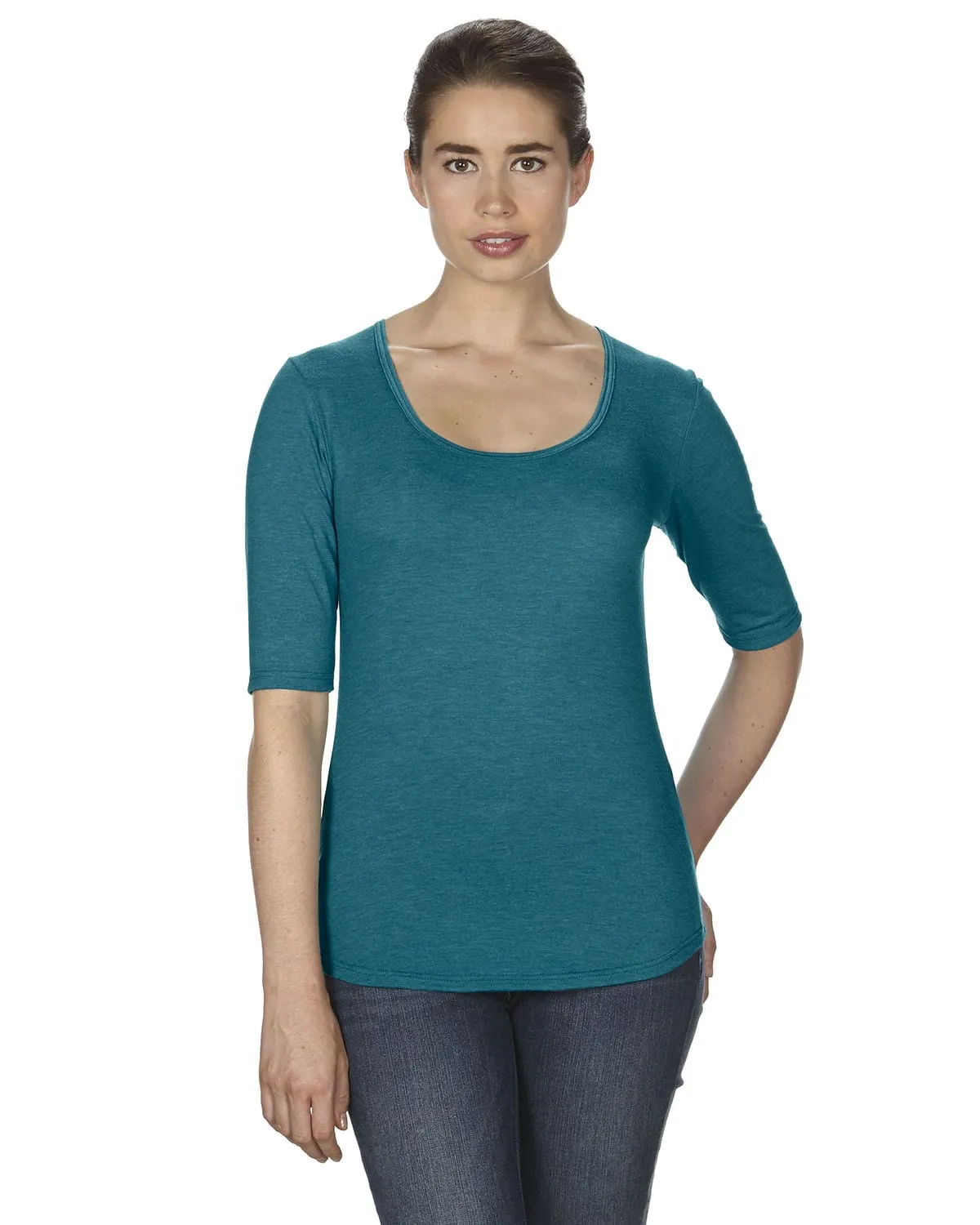Anvil Ladies Triblend Deep Scoop Half-Sleeve T-Shirt