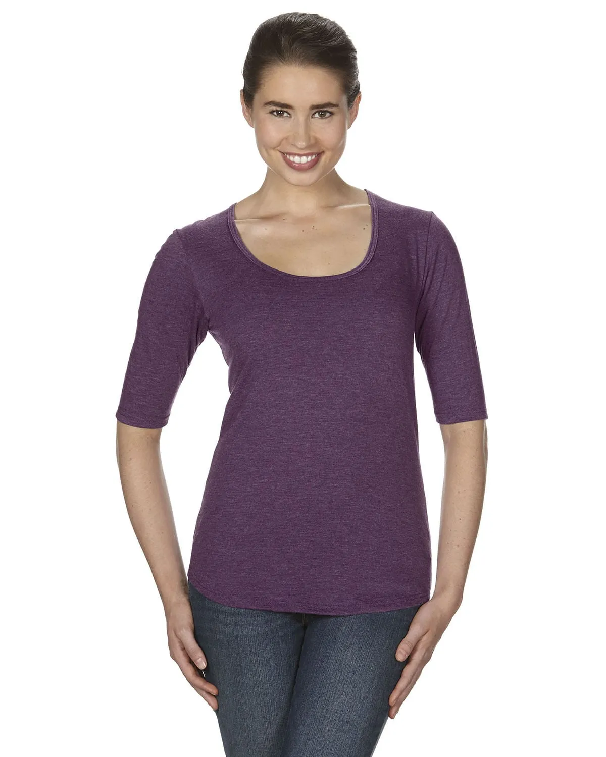 Anvil Ladies Triblend Deep Scoop Half-Sleeve T-Shirt