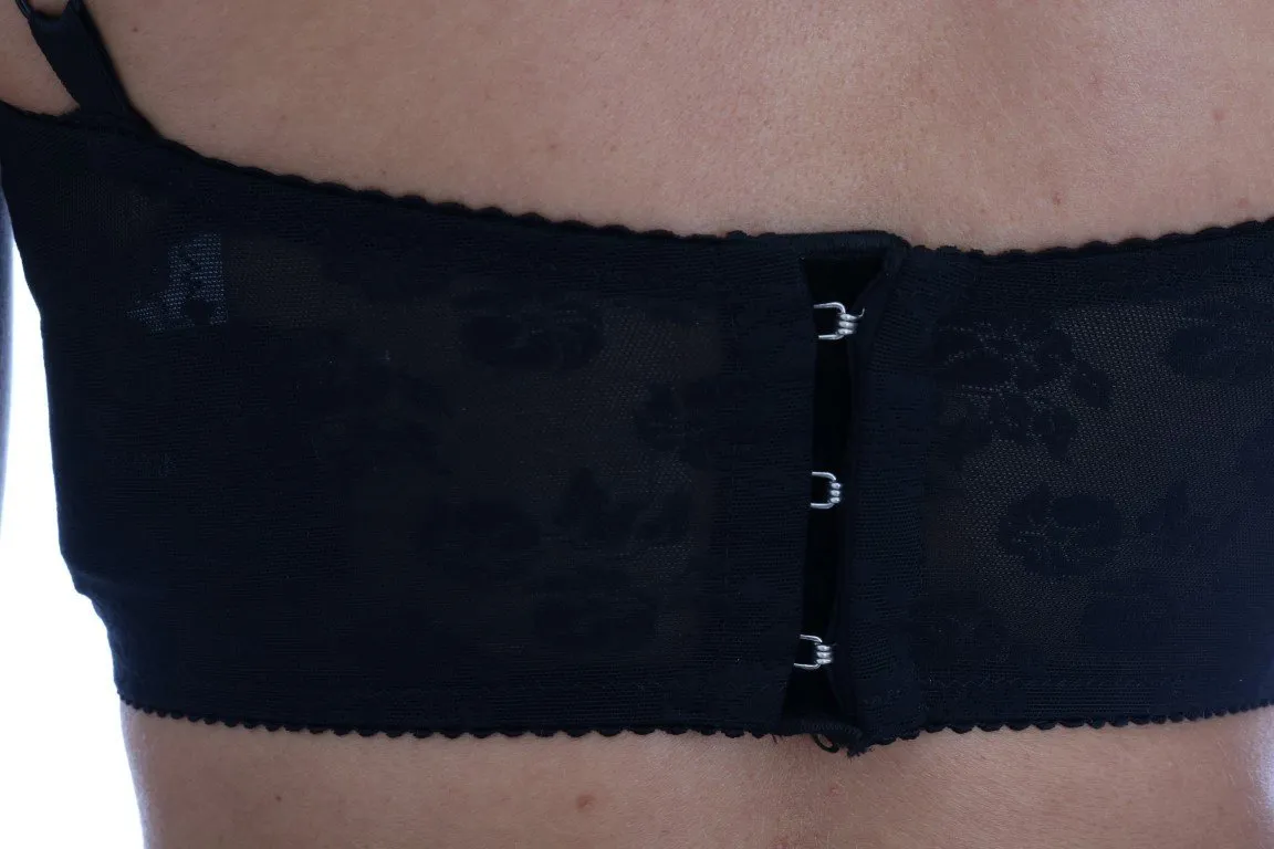Black Polka Dot Silk Bustier Top