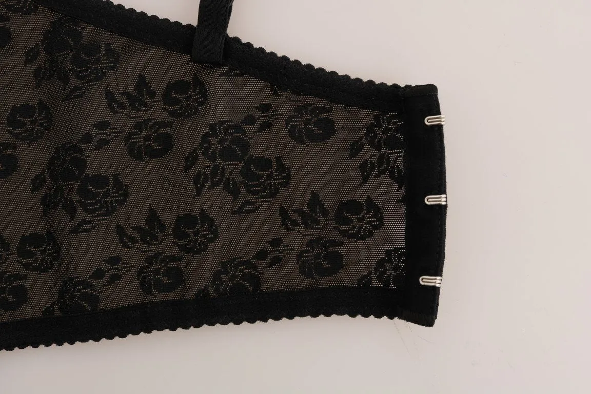 Black Polka Dot Silk Bustier Top