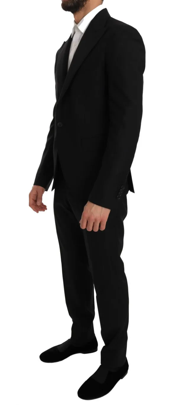 Black Wool Two Button Slim Fit Blazer Suit