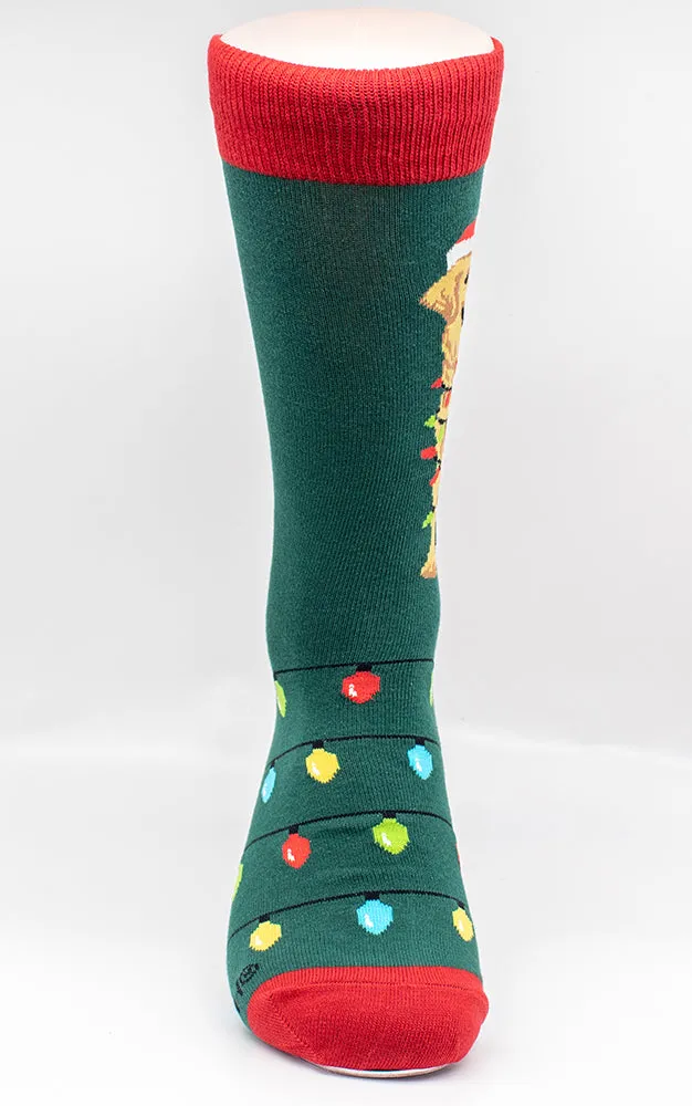 Golden Retriever Assorted Christmas Socks Green
