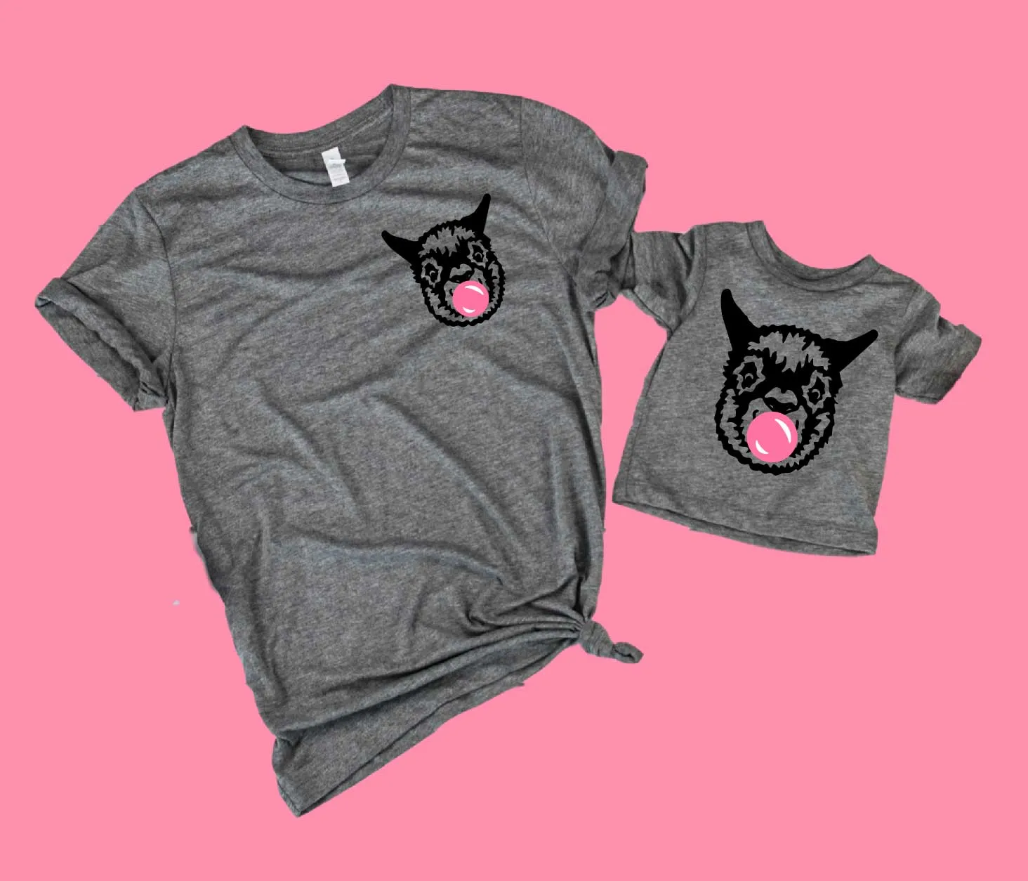 Mommy and Me Shirts | Mama Llama Baby Llama Chewing Bubble Gum