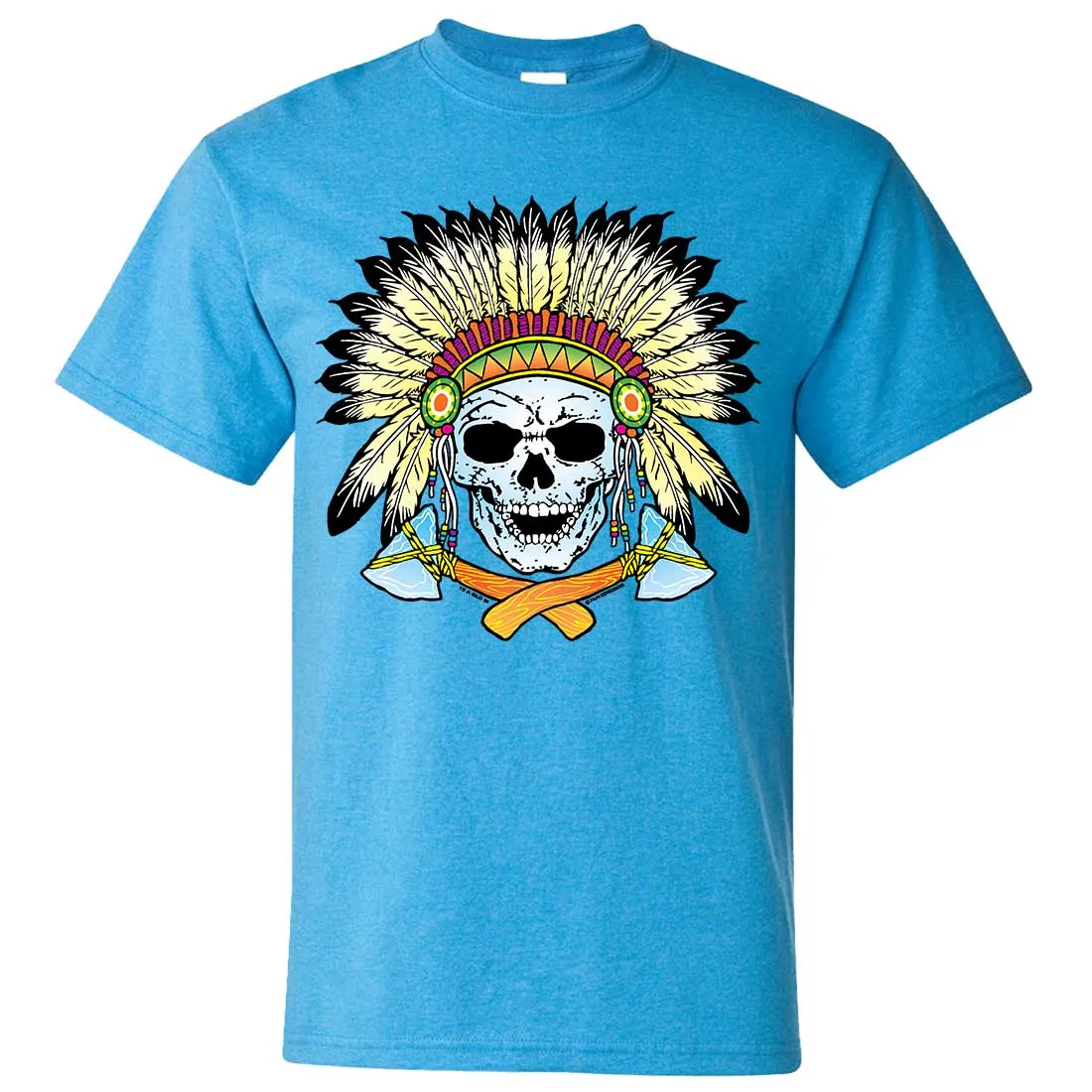 Native American Indian Skeleton Tomahawk Chief Asst Colors T-shirt/tee