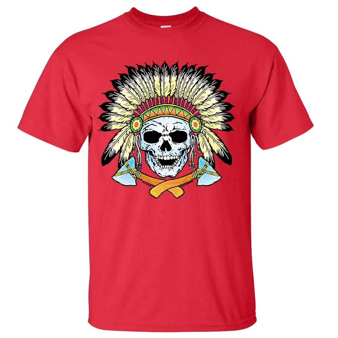 Native American Indian Skeleton Tomahawk Chief Asst Colors T-shirt/tee
