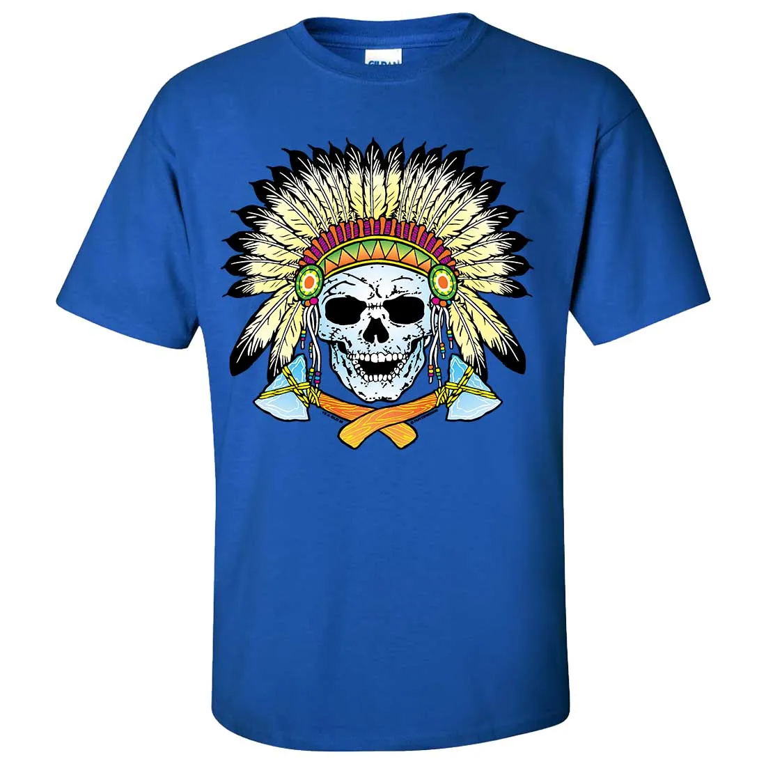 Native American Indian Skeleton Tomahawk Chief Asst Colors T-shirt/tee
