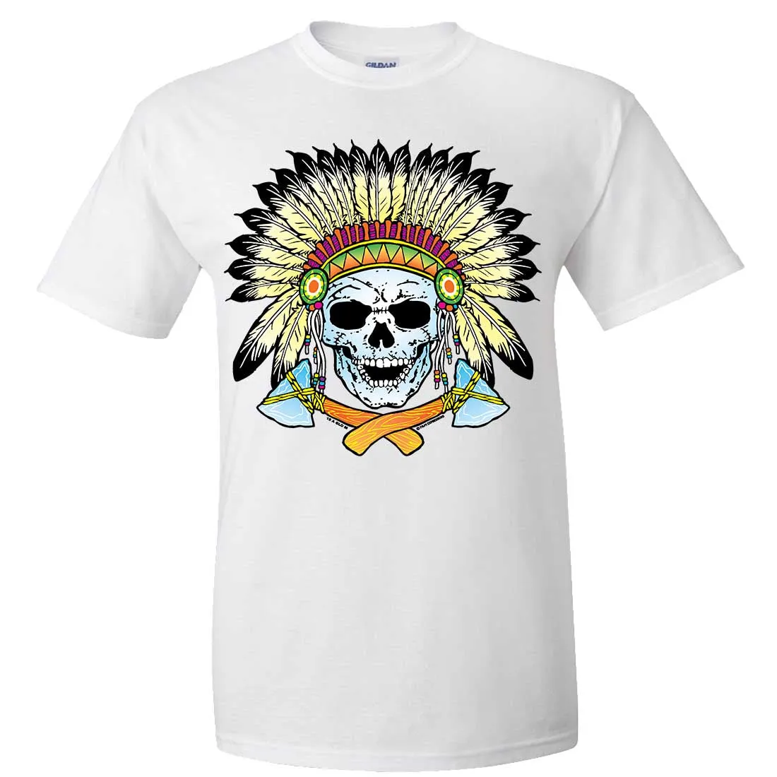 Native American Indian Skeleton Tomahawk Chief Asst Colors T-shirt/tee