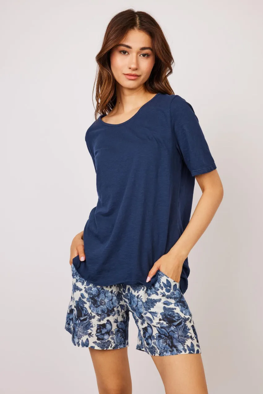 Pistache Round Neck Slub Cotton T-Shirt