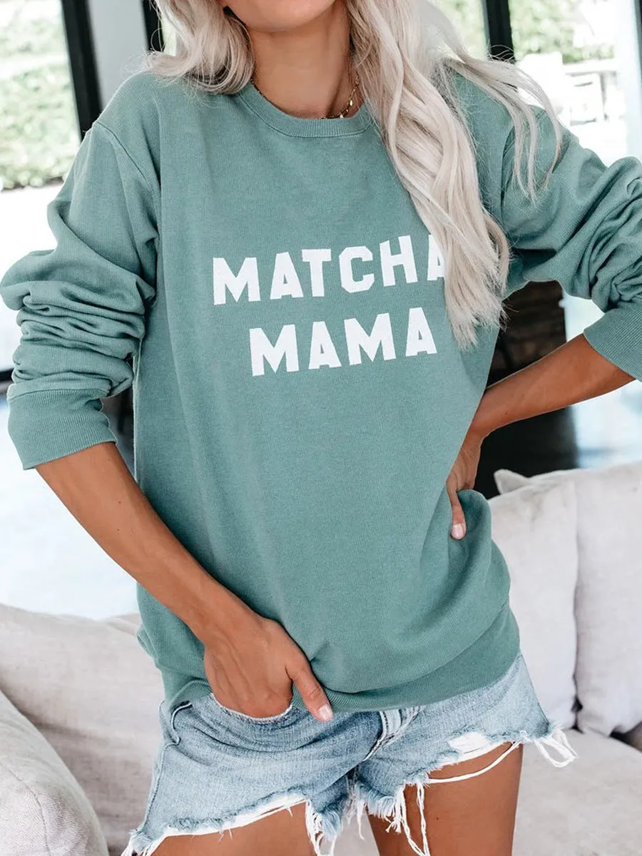 Round Neck Letter Pattern Slim Sweatshirt